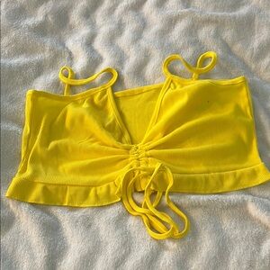 SHEIN Yellow Ribbed Crop Top